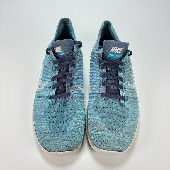 Nike Free RN Flyknit Blue Running Shoes Sneakers Lightweight Women's Size 7 - Picture 3 of 9